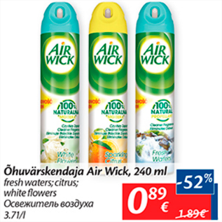 Allahindlus - Õhuvärskendaja Air Wick, 240 ml