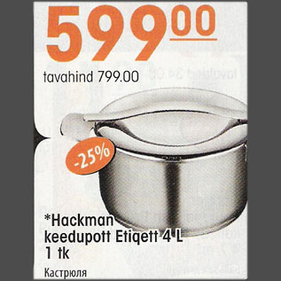 Allahindlus - *Hackman keedupott Etiqett