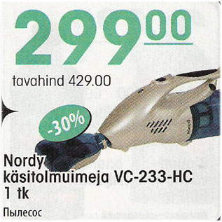 Allahindlus - Nordy käsitolmuimeja VC-233-HC