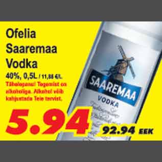 Allahindlus - Ofelia Saaremaa Vodka