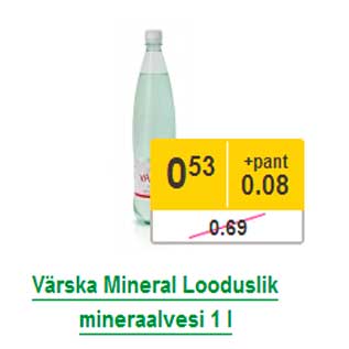 Allahindlus - Värska Mineral Looduslik mineraalvesi 1 l