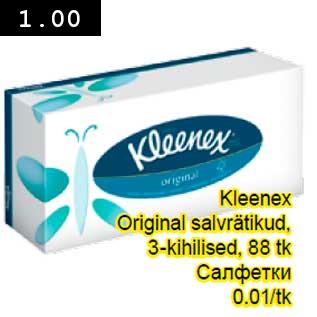 Allahindlus - Kleenex Original salvrätikud, 3-kihilised, 88 tk