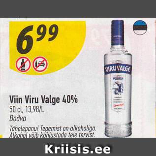 Allahindlus - Viin Viru Valge 40%