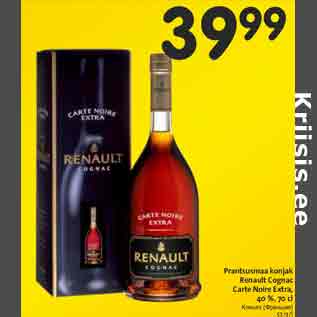 Allahindlus - Prantsusmaa konjak Renault Cognac Carte Noire Extra, 40 %, 70 cl