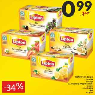 Allahindlus - Lipton tee, 20 pk • maasika • vanilj v.a. Viljandi ja Magistrali Rimi • sidruni • mustsõstra