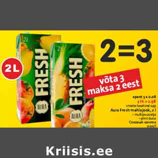 Allahindlus - Aura Fresh mahlajook, 2 l • multipuuuvilja • pirni-õuna