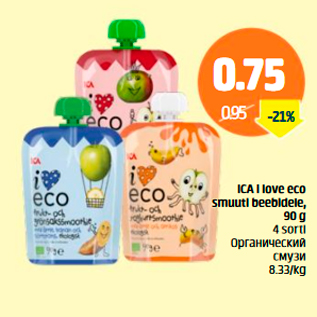 Allahindlus - ICA i love eco smuuti beebidele, 90 g, 4 sorti