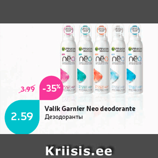Allahindlus - Valik Garnier Neo deodorante