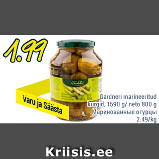 Allahindlus - Gardneri marineeritud kurgid, 1590 g / neto 800 g