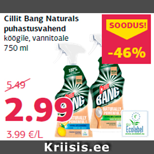 Allahindlus - Cillit Bang Naturals puhastusvahend