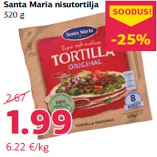 Allahindlus - Santa Maria nisutortilja 320 g