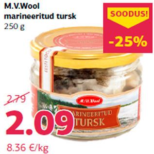 Allahindlus - M.V.Wool marineeritud tursk 250 g