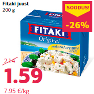 Allahindlus - Fitaki juust 200 g