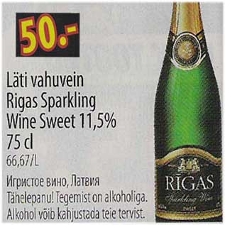 Allahindlus - Läti vahuvein Rigas Sparking Wine Sweet