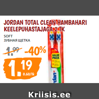 Allahindlus - JORDAN TOTAL CLEAN HAMBAHARI KEELEPUHASTAJAGA 2 TK