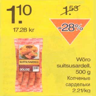 Скидка - Копчёные сардельки