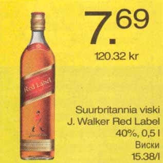 Allahindlus - Suurbritannia viski J.Walker Red Label