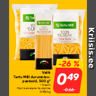 Allahindlus - Valik Tartu Mill durumnisupastasid, 500 g*