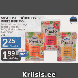 Allahindlus - SALVEST PRESTO ÖKOLOOGILINE PÜREESUPP 300 g