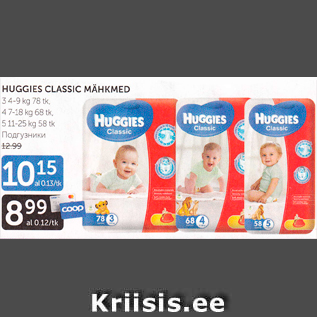 Allahindlus - HUGGIES CLASSIC MÄHKMED