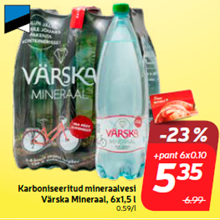 Allahindlus - Karboniseeritud mineraalvesi Värska Mineraal, 6x1,5 l