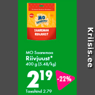 Allahindlus - MO Saaremaa Riivjuust* 400 g