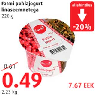 Allahindlus - Farmi pohlajogurt linaseemnetega