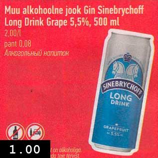 Allahindlus - Muu alkohoolne jook Gin Sinebrychoff Long Drink Grape