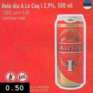 Allahindlus - Hele õlu A.Le Cog l 2,9%, 500 ml