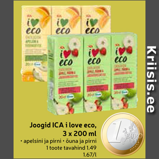 Allahindlus - Joogid ICA i love eco, 3 x 200 ml