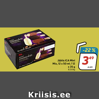 Allahindlus - Jäätis ICA Mini Mix, 12 x 50 ml / 12