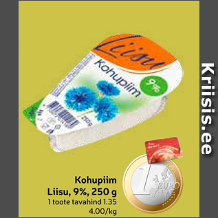 Allahindlus - Kohupiim Liisu, 9%, 250 g