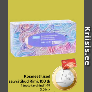 Allahindlus - Kosmeetilised salvrätikud Rimi, 100 tk