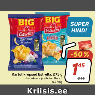 Allahindlus - Kartulikrõpsud Estrella, 275 g