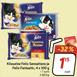 Allahindlus - Kiisueine Felix Sensations ja Felix Fantastic, 4 x 100 g