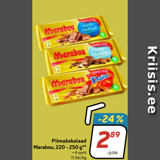 Allahindlus - Piimašokolaad Marabou, 220 - 250 g*