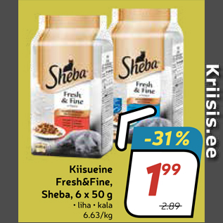 Allahindlus - Kiisueine Fresh&Fine, Sheba, 6 x 50 g