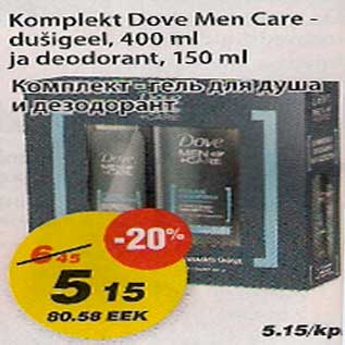 Allahindlus - Komplekt Dove Men Care-dušigeel ja deodorant