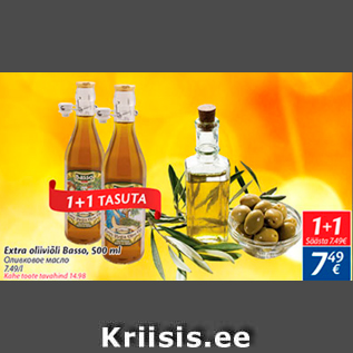 Allahindlus - Ekstra oliiviõli Basso, 500 ml