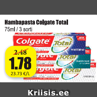 Allahindlus - Hambapasta Colgate Total