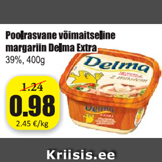 Allahindlus - Poolrasvane võimaitseline margariin Delma Extra