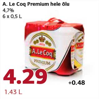 Скидка - Пиво A. Le Coq Premium