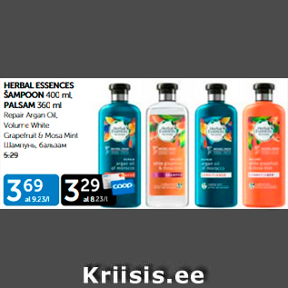 Allahindlus - HERBAL ESSENCES ŠAMPOON 400 ml, PALSAM 360 ml