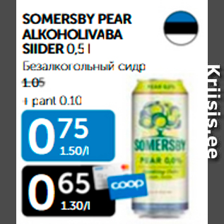 Allahindlus - SOMBERSBY PEAR ALKOHOLIVABA SIIDER 0,5 L