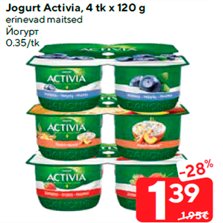 Allahindlus - Jogurt Activia, 4 tk x 120 g