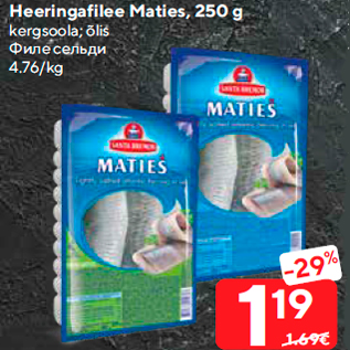 Allahindlus - Heeringafilee Maties, 250 g