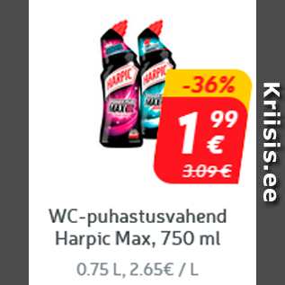 Allahindlus - WC-puhastusvahend Harpic Max, 750 ml