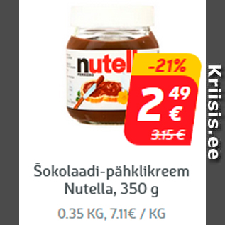 Allahindlus - Šokolaadi-pähklikreem Nutella, 350 g