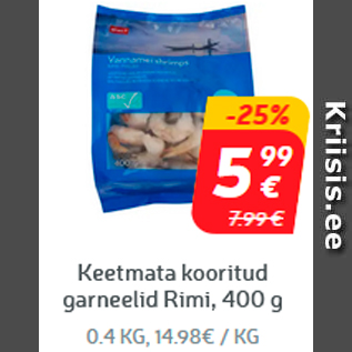 Allahindlus - Keetmata kooritud garneelid Rimi, 400 g