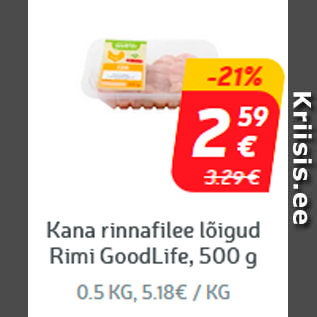 Allahindlus - Kana rinnafilee lõigud Rimi GoodLife, 500 g